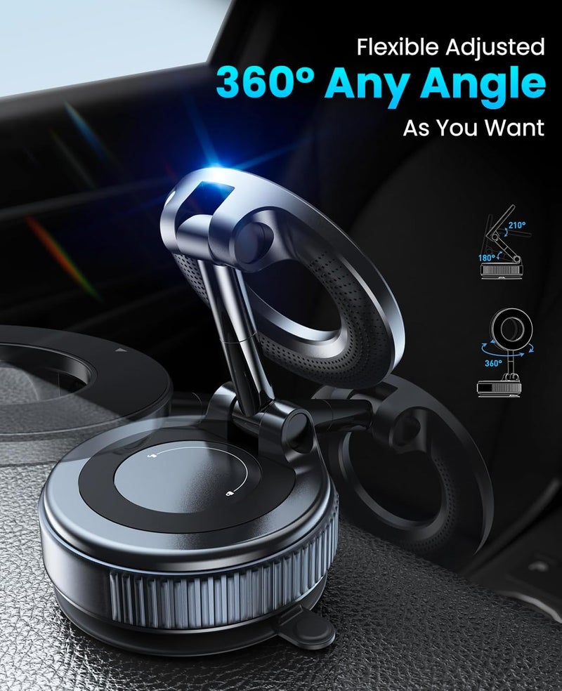 Jononser Magnetic Suction Cup Phone Mount for Magsafe, 360° Adjustable Magnetic Car Phone Holder, Pocket Size Foldable Car Mount, Cell Phone Holders for Your Car for iPhone 17 16 15 14 13 12 Series - Image 5